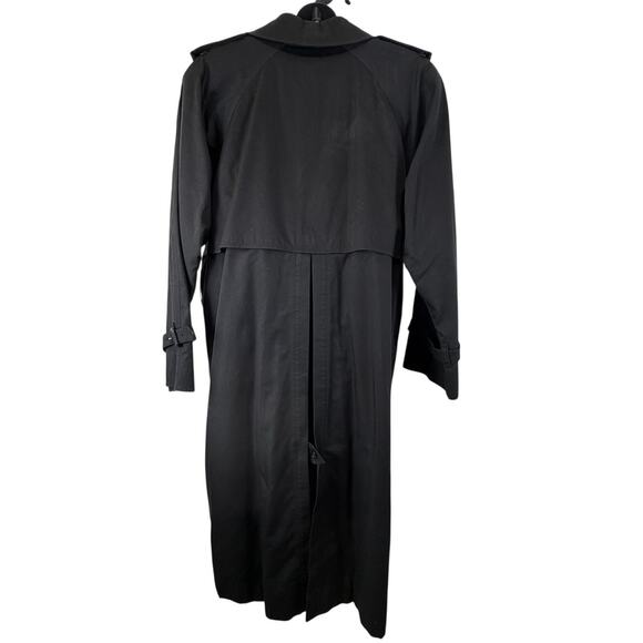 Vintage Burberrys Wool Trench Coat NovaCheck Liner Black Size 6 Long - Picture 2 of 16